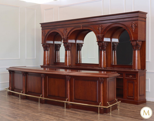 16ft Mahogany Brunswick Pub Bar w/Brass Foot Rails