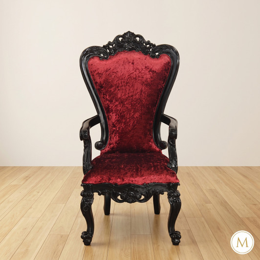 Red Velvet Victorian High back Arm Chairs (Pair 2)
