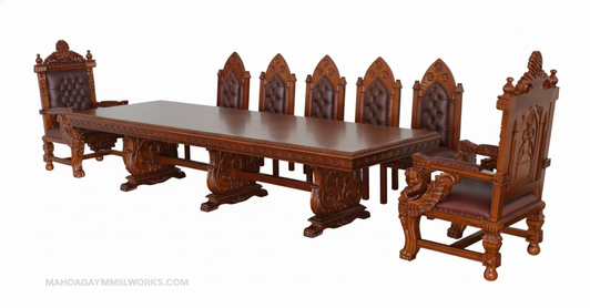 12ft Custom Pecan Gothic Dining or Conference Table (12ft x 48"D)