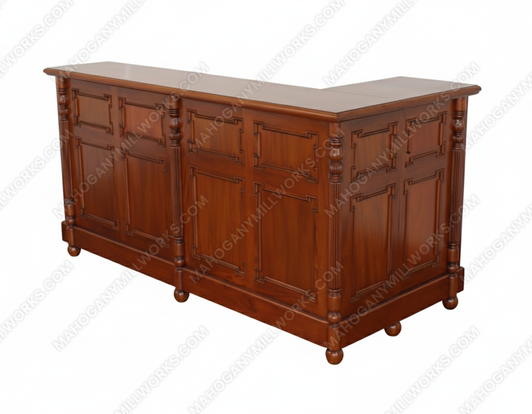 Custom Pecan Victorian L-Shape Corner Home Pub Bar