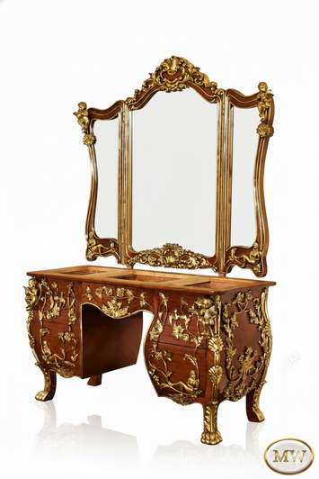 Rococo Inlaid Ladies Make up Vanity