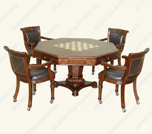 Mahogany Leather Poker/Game Chairs (4)