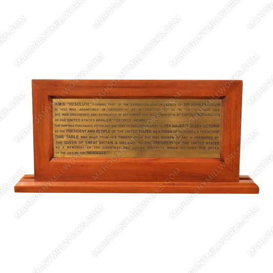Framed Solid Brass Oval Office Resolute Plaque Inscription (20" x 10")