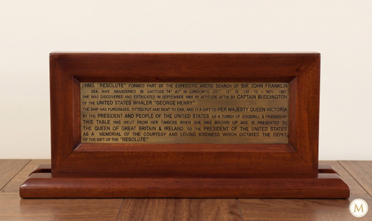 Framed Solid Brass Oval Office Resolute Plaque Inscription (15" x 8")