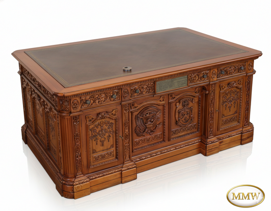 Customized 6ft Presidential Resolute Desk w/ Carved Family Crest