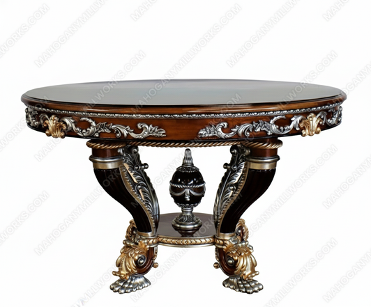 Custom 60" Classic Luxury Round Marquetry Inlay Dining Table