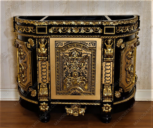 Black & Gold Ornate Bathroom Vanity Mirror Set