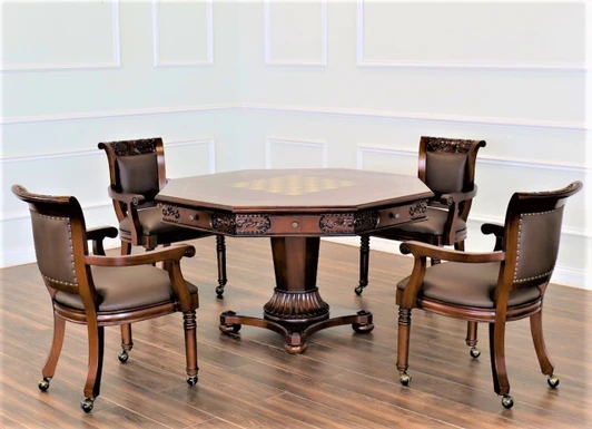 5pc Mahogany Poker/Game Table Set w/ 4 Chairs