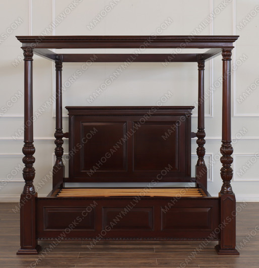 Casablanca Tobacco Finish Canopy Bed w/ Plain Panel headboard