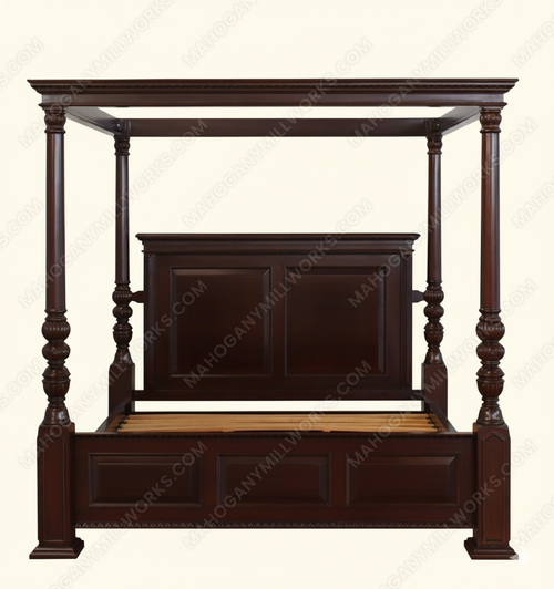 Casablanca Tobacco Finish Canopy Bed w/ Plain Panel headboard