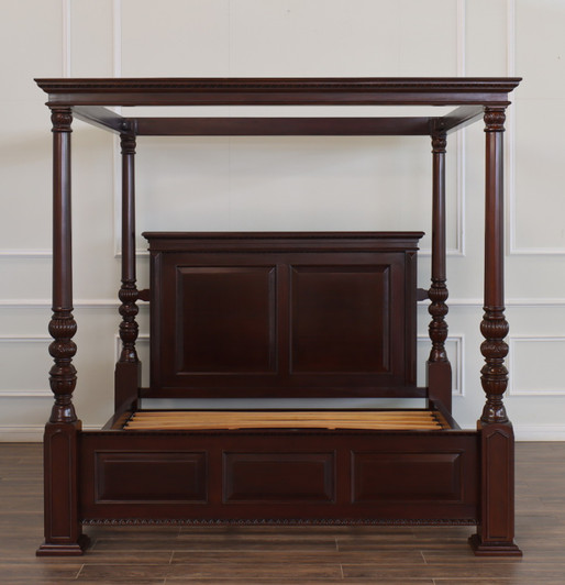 Casablanca Tobacco Finish Canopy Bed w/ Plain Panel headboard