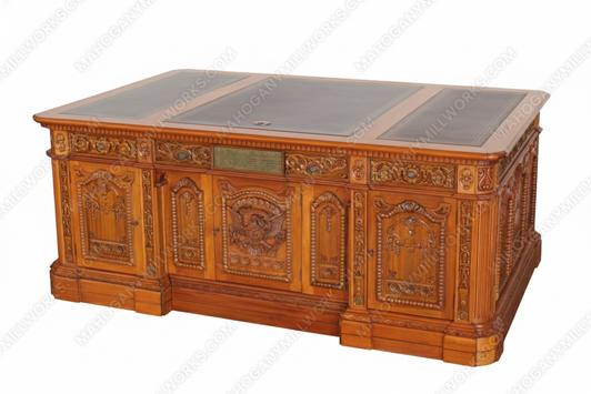6.5ft Natural Light Mahogany Presidential Resolute Office Desk