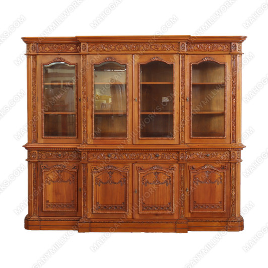 Natural Light Mahogany Presidential Resolute Breakfront Bookcase