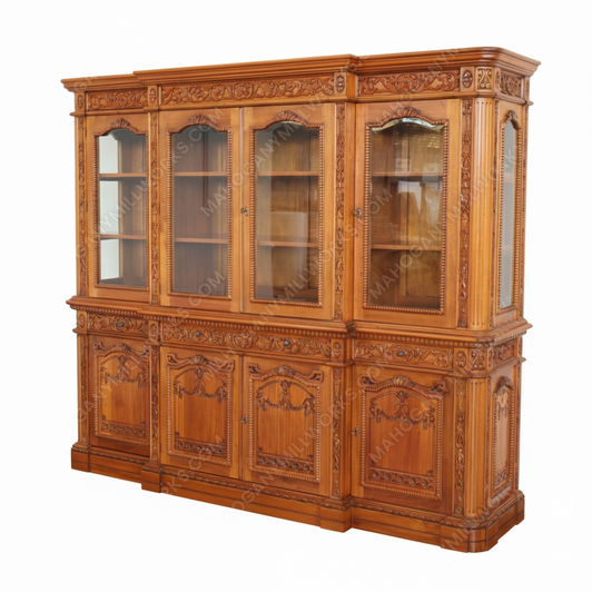 Natural Light Mahogany Presidential Resolute Breakfront Bookcase