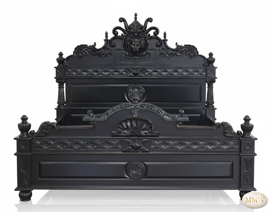 Black Gothic Lion Carved Bed