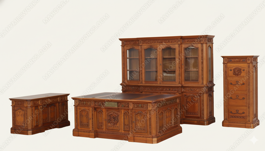 4pc Light Mahogany Presidential Resolute Office Suite