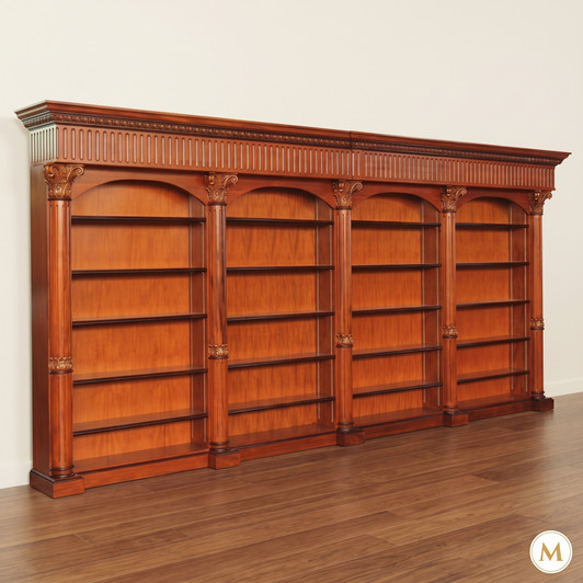 18.5ft Mahogany Sectional Open Bookcase