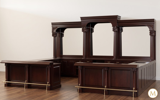 Large Custom Mahogany Wraparound Pub Bar