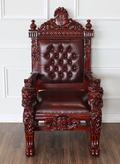 Cherry Genuine Leather Church Bishop's Throne Chair w/ Custom Inscription