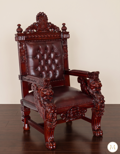 Mahogany/Leather Church Bishop's Chair w/ Custom Inscription