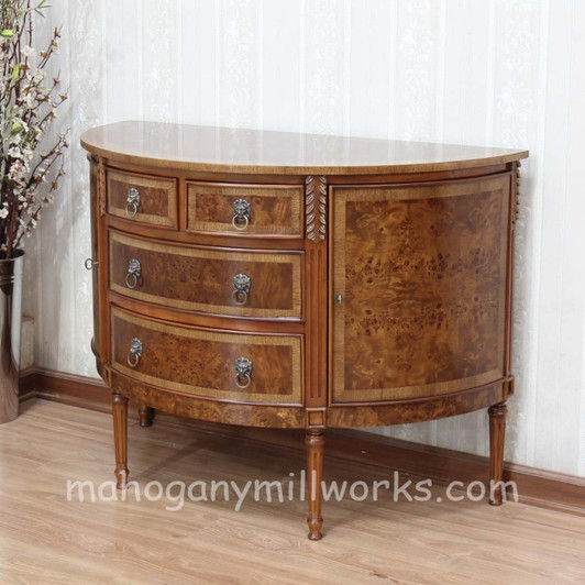Demilune Chest of Drawers With Mappa Burl Inlay