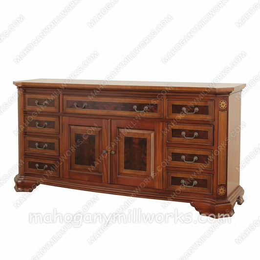 9 Drawer Sideboard With Crotch Mahogany Inlay