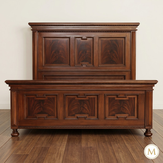 Ambassador Bed w/ Crotch Mahogany Inlay
