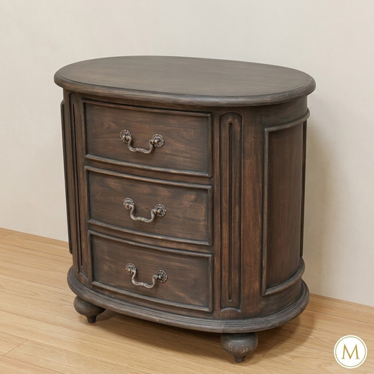 Charcoal Safari 3 Drawer Nightstand