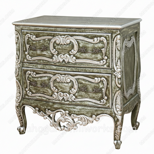 Painted Florentine With Silver Accents Venetian 2 Drawer Chest