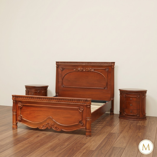 Walnut English Victorian Panel Bed