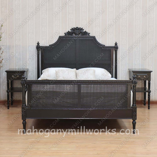 4pc Painted Black French Marseilles Bedroom Set