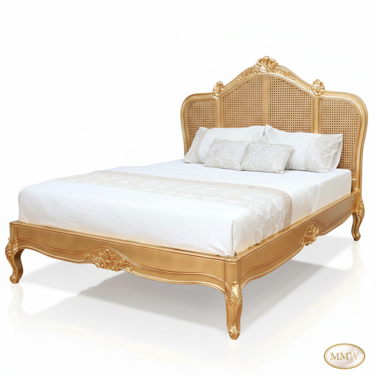 French Normandie Bed with Wicker Panel