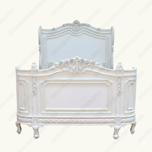 Painted White French Napoleon Style Panel Bed