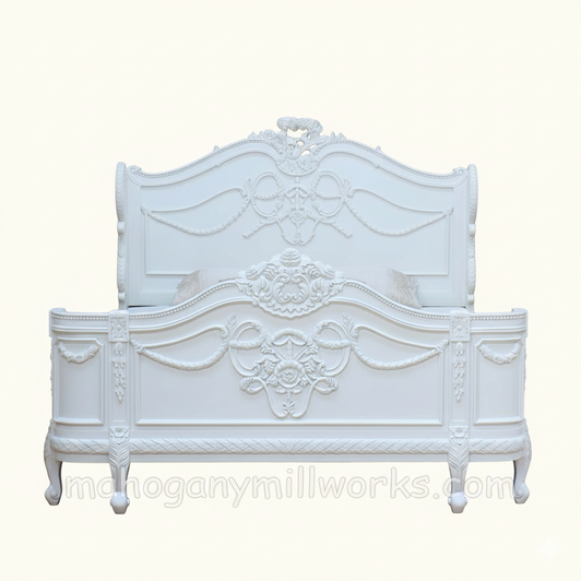 Painted French Napoleon Style Carved Bed