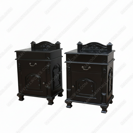 Painted Black Gothic Bedside