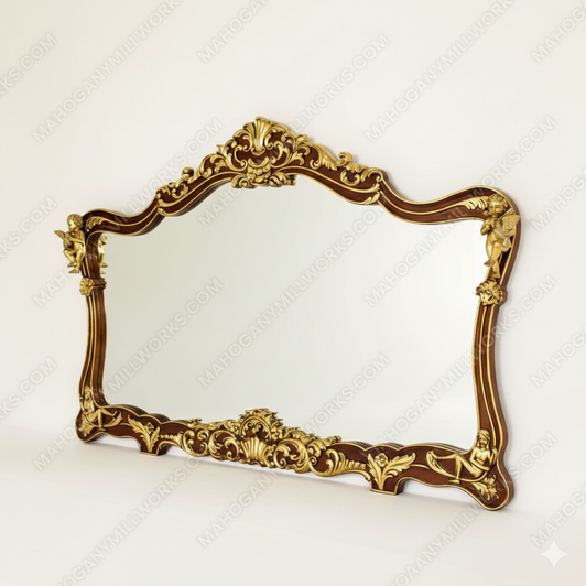 Custom Rococo Bathroom Vanity Mirror w/ Carved Ormolu