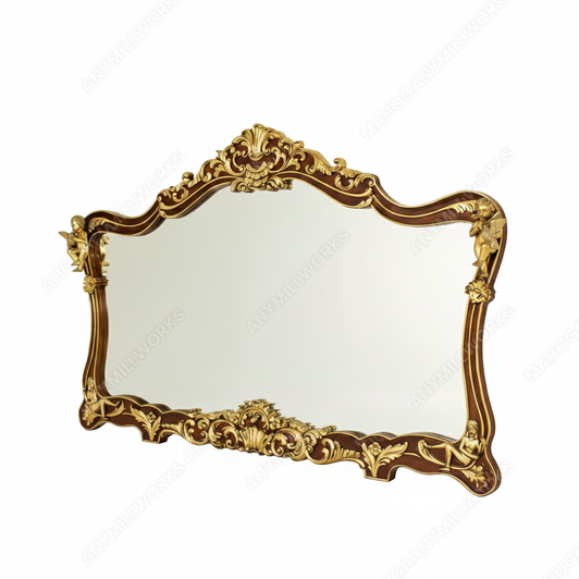 Custom Rococo Bathroom Vanity Mirror w/ Carved Ormolu