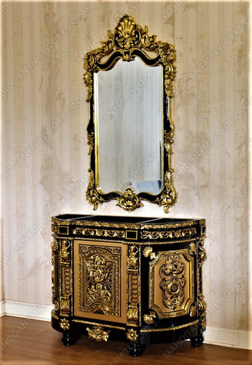 Black & Gold Bathroom Vanity Mirror (Mirror only)
