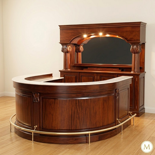 Mahogany U-Shape Horseshoe Pub Bar w/ Marble top