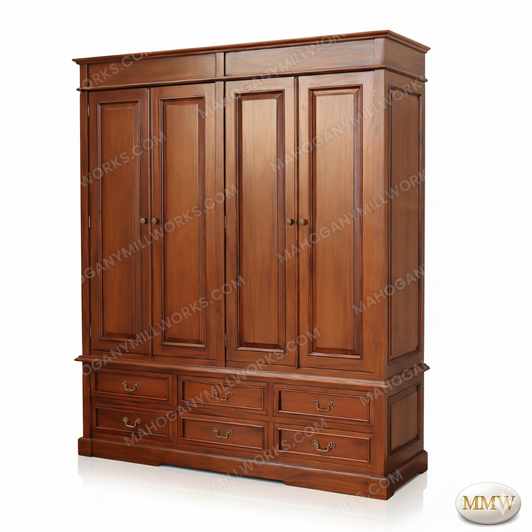 Large Mahogany 4 Door Wardrobe