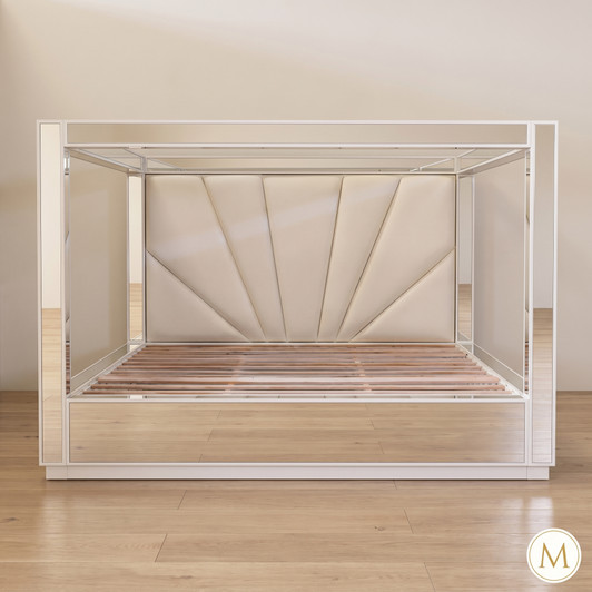 Magnificent Alaska King Mirrored Four Poster Canopy Bed