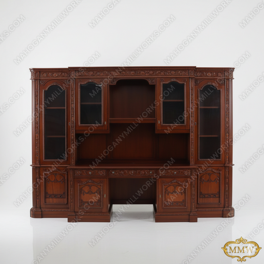 Large Mahogany Resolute Credenza Bookcase