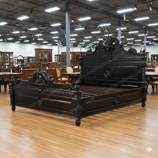 Stained Black Distressed Gothic Demon Gargoyle Bed