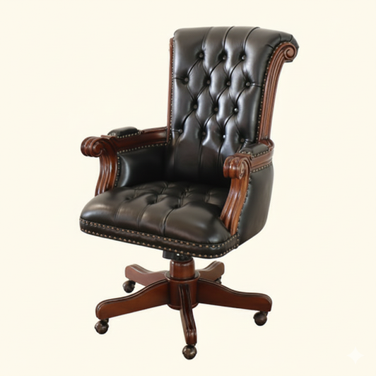 The Grand Black Genuine Leather Office Chair