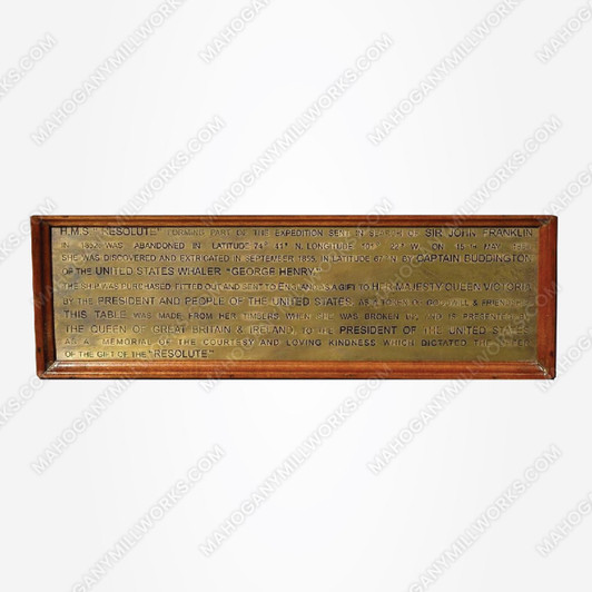 Solid Brass Presidential Resolute Plaque Inscription (8" x 2.5")