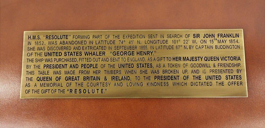 Solid Brass Presidential Resolute Plaque Inscription (8" x 2.5")