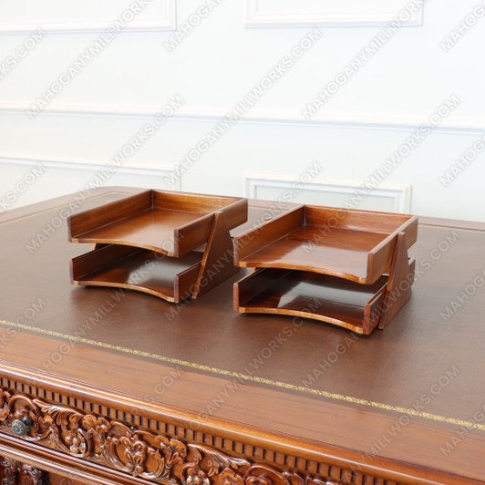 Mahogany 2-stack Paper Tray