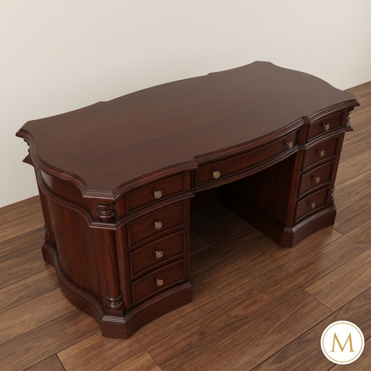 5ft Dark Mahogany Desk with Slide Out Wings