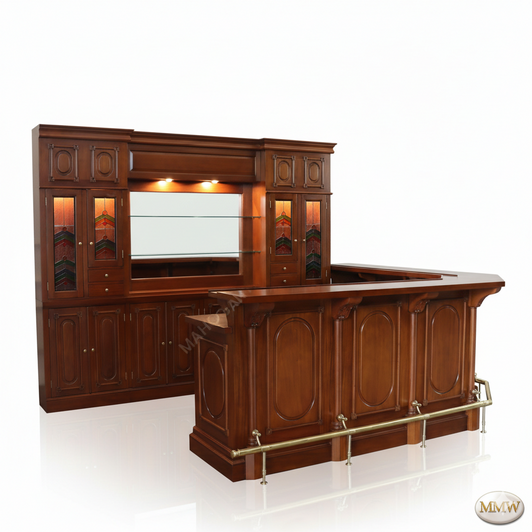 11ft Corner Bar w/ Stained Glass