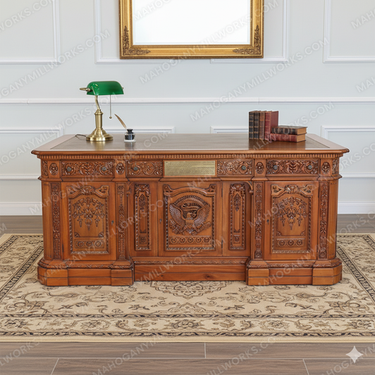 6ft Natural Mahogany Presidential Resolute Office Desk
